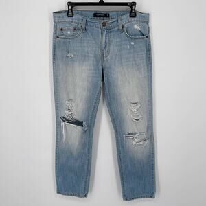 Levi's 513 Boyfriend Jeans Junior Sz 9 M Faded Distressed Light Wash Cotton Blue